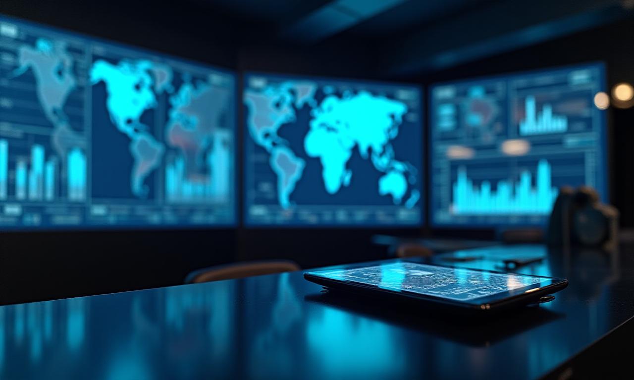 A high-tech control center managing global logistics networks