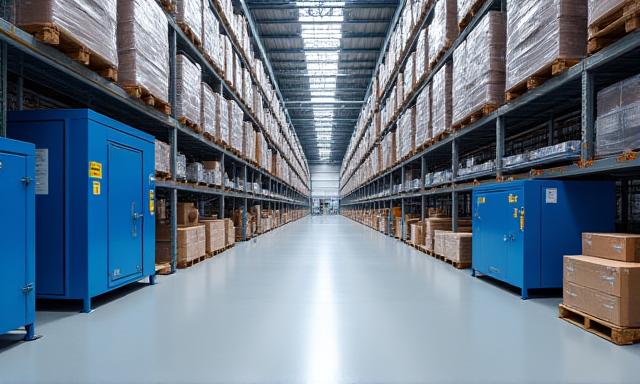 Advanced warehouse interior with automated sorting systems